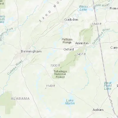 Map showing location of Talladega (33.435940, -86.105800)