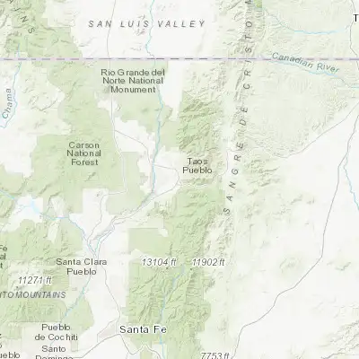 Map showing location of Taos (36.407250, -105.573070)