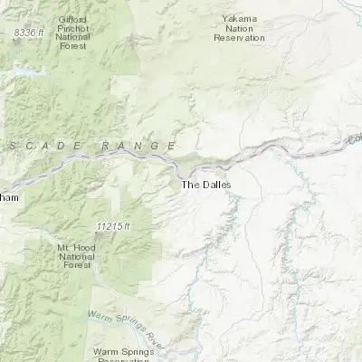 Map showing location of The Dalles (45.594560, -121.178680)