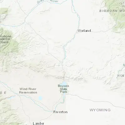 Map showing location of Thermopolis (43.646070, -108.212040)
