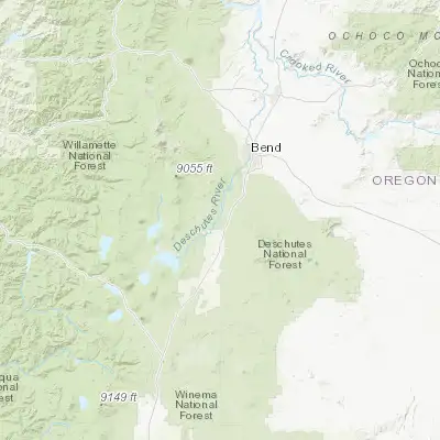 Map showing location of Three Rivers (43.820120, -121.469190)