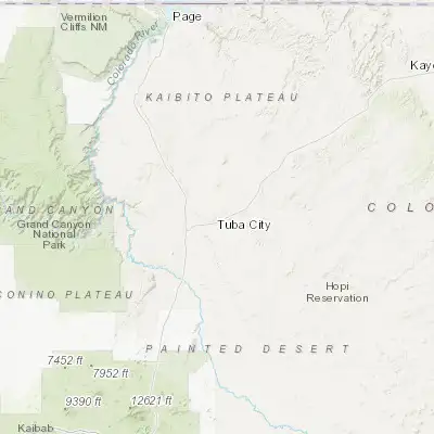 Map showing location of Tuba City (36.134990, -111.239860)
