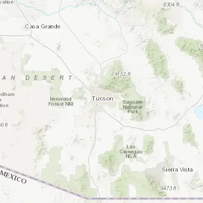 Map showing location of Tucson (32.221740, -110.926480)