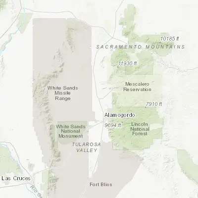 Map showing location of Tularosa (33.073970, -106.018600)