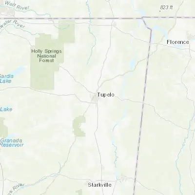 Map showing location of Tupelo (34.258070, -88.704640)