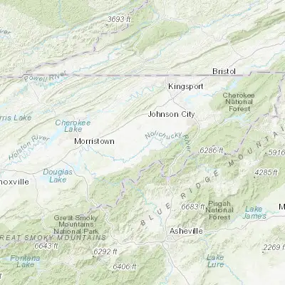 Map showing location of Tusculum (36.175100, -82.758760)