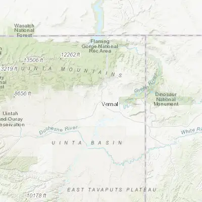 Map showing location of Vernal (40.455520, -109.528750)