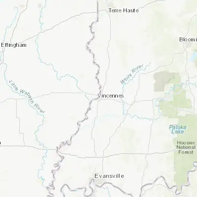 Map showing location of Vincennes (38.677270, -87.528630)