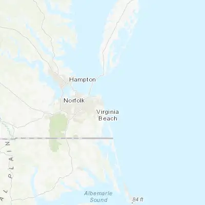 Map showing location of Virginia Beach (36.852930, -75.977990)
