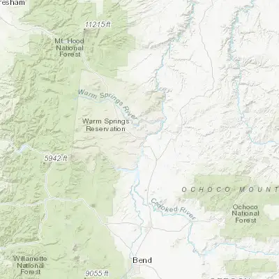 Map showing location of Warm Springs (44.763450, -121.266160)