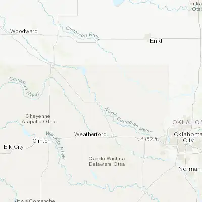 Map showing location of Watonga (35.844770, -98.413130)