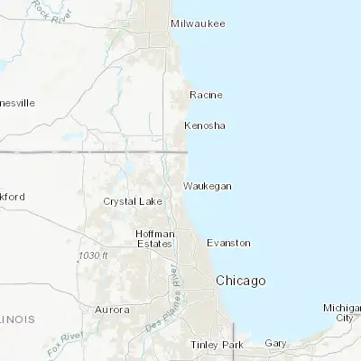 Map showing location of Waukegan (42.363630, -87.844790)