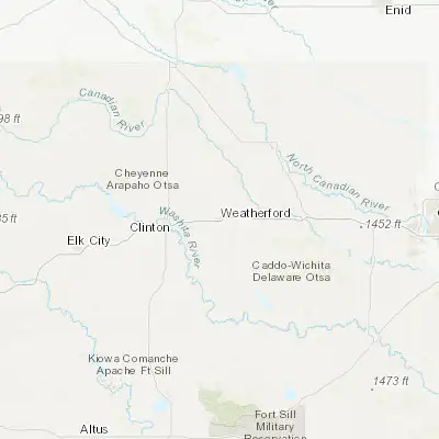 Map showing location of Weatherford (35.526160, -98.707570)