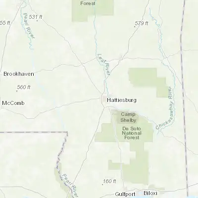 Map showing location of West Hattiesburg (31.319060, -89.375060)