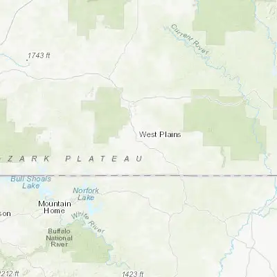 Map showing location of West Plains (36.728120, -91.852370)