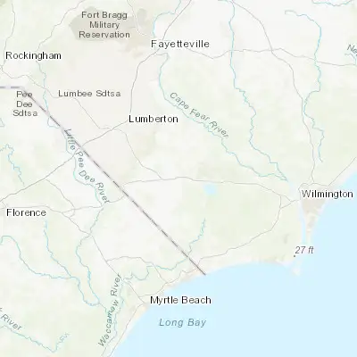 Map showing location of Whiteville (34.338780, -78.703070)