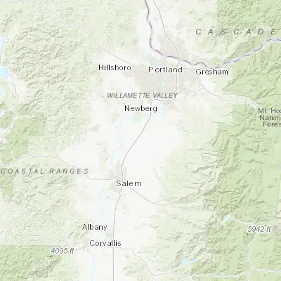 Map showing location of Woodburn (45.143730, -122.855370)