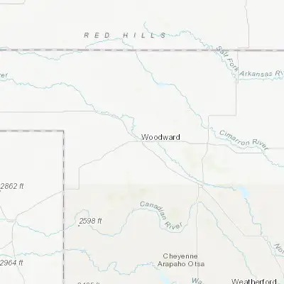 Map showing location of Woodward (36.433650, -99.390390)