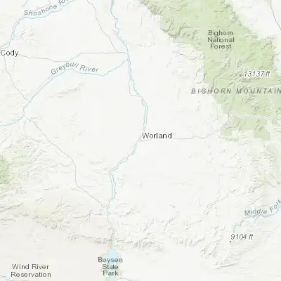 Map showing location of Worland (44.016900, -107.955370)