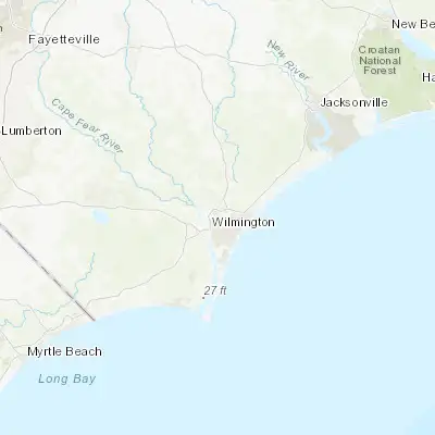Map showing location of Wrightsboro (34.288500, -77.921100)