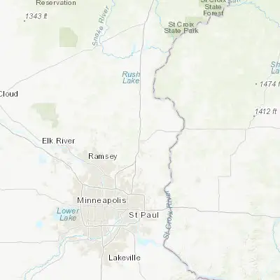 Map showing location of Wyoming (45.336360, -92.997160)