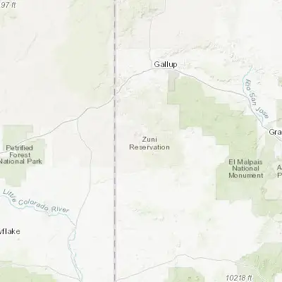 Map showing location of Zuni Pueblo (35.072530, -108.850640)