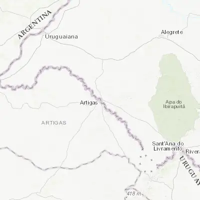 Map showing location of Artigas (-30.400000, -56.466670)