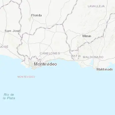 Map showing location of Las Toscas (-34.733330, -55.716670)