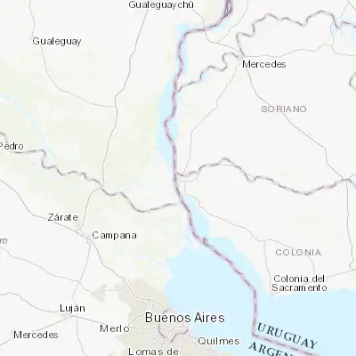 Map showing location of Nueva Palmira (-33.870310, -58.411760)