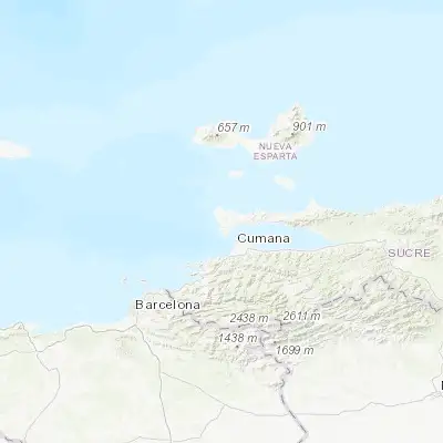 Map showing location of Araya (10.579980, -64.255480)