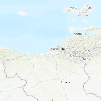 Map showing location of Barcelona (10.136250, -64.686180)