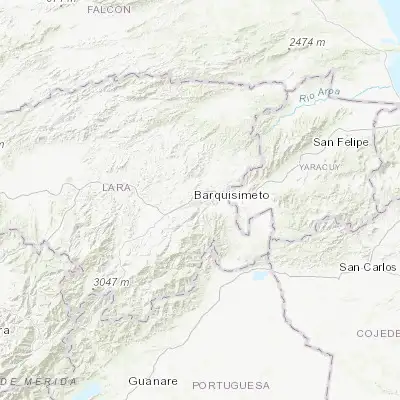 Map showing location of Barquisimeto (10.064700, -69.357030)