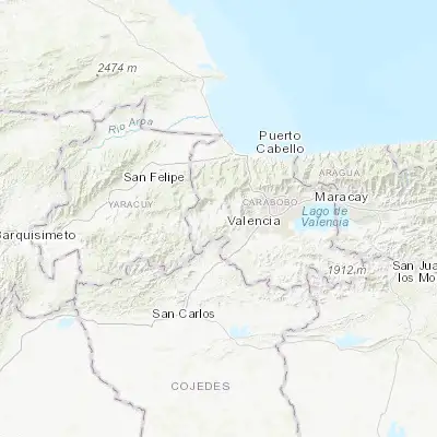 Map showing location of Bejuma (10.173830, -68.258920)