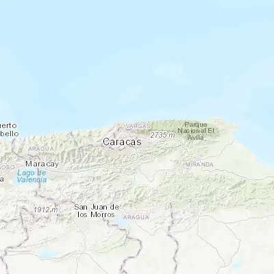 Map showing location of Caracas (10.488010, -66.879190)