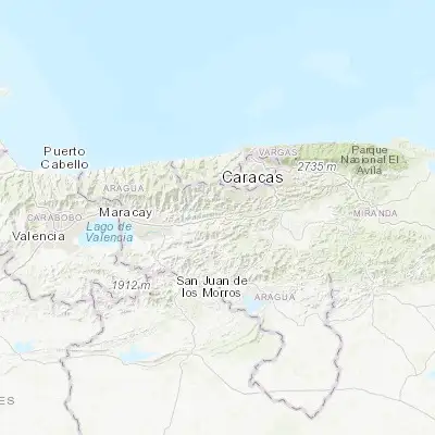 Map showing location of Las Tejerías (10.254160, -67.173330)