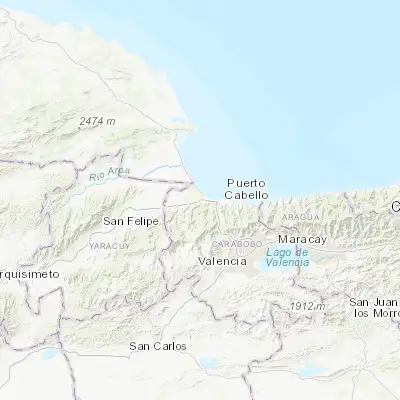 Map showing location of Morón (10.487150, -68.200780)