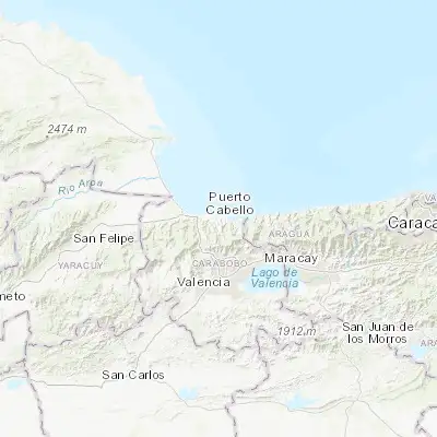 Map showing location of Puerto Cabello (10.473060, -68.012500)