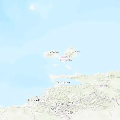 Map showing location of Punta de Piedras (10.901230, -64.096900)
