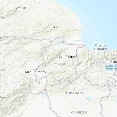 Map showing location of San Felipe (10.339910, -68.742470)