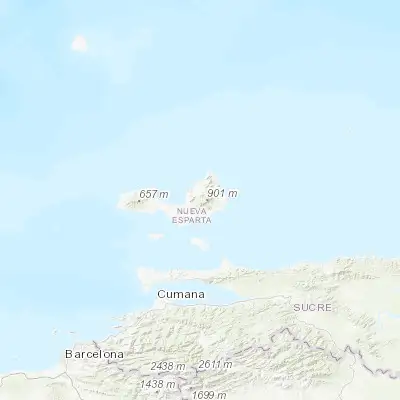 Map showing location of San Juan Bautista (11.014220, -63.943830)