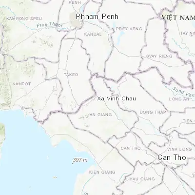 Map showing location of Châu Đốc (10.700000, 105.116670)