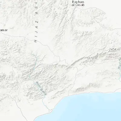 Map showing location of Al Bayda (13.985230, 45.572720)