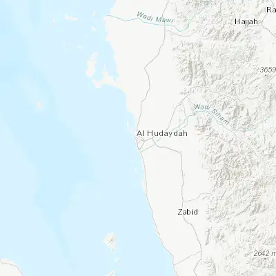 Map showing location of Al Ḩudaydah (14.797810, 42.954520)