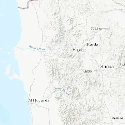 Map showing location of Al Maḩwīt (15.470070, 43.544810)