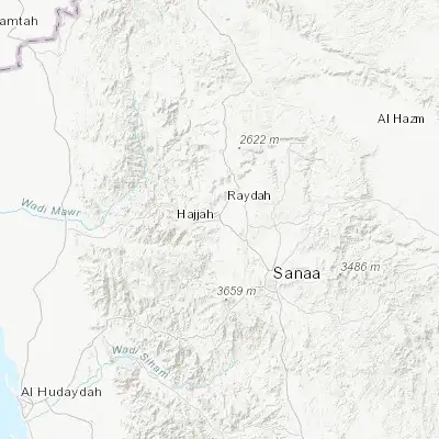 Map showing location of ‘Amrān (15.659400, 43.943850)