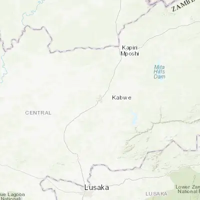 Map showing location of Kabwe (-14.446900, 28.446440)