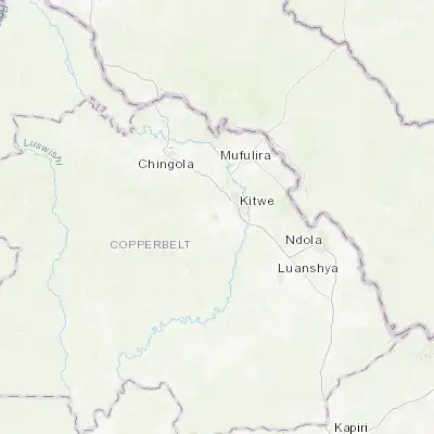 Map showing location of Kalulushi (-12.841510, 28.094790)