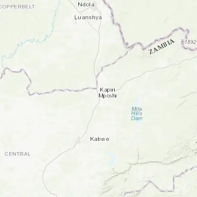 Map showing location of Kapiri Mposhi (-13.971470, 28.669850)