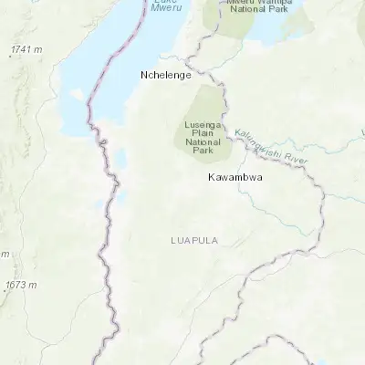 Map showing location of Kawambwa (-9.791500, 29.079130)