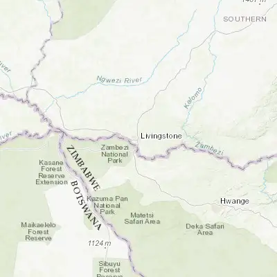 Map showing location of Livingstone (-17.841940, 25.854250)